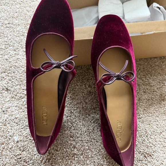 J. Crew Burgundy Velvet Mary Jane Block Heel Pumps - Picture 14 of 14